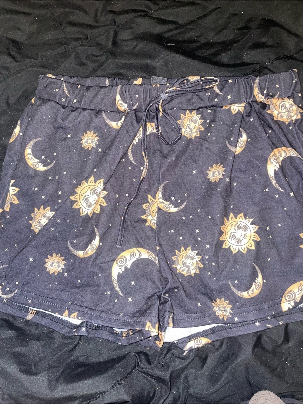 SHEIN black Sun & Moon Drawstring Lounge Shorts size medium